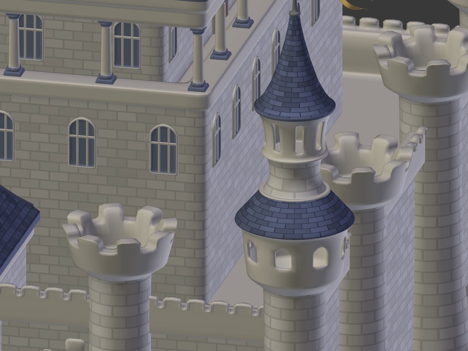 Cartoon Medieval Castle 3D model_14