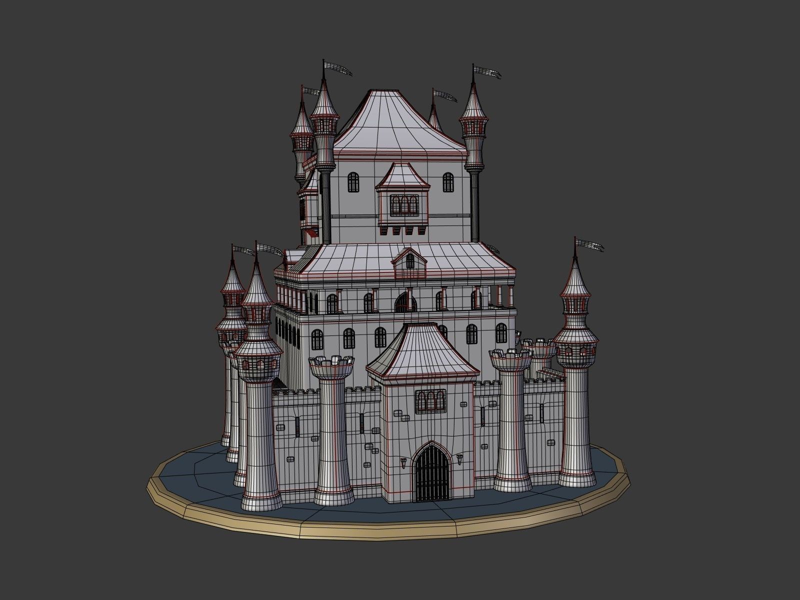 Cartoon Medieval Castle 3D model_3