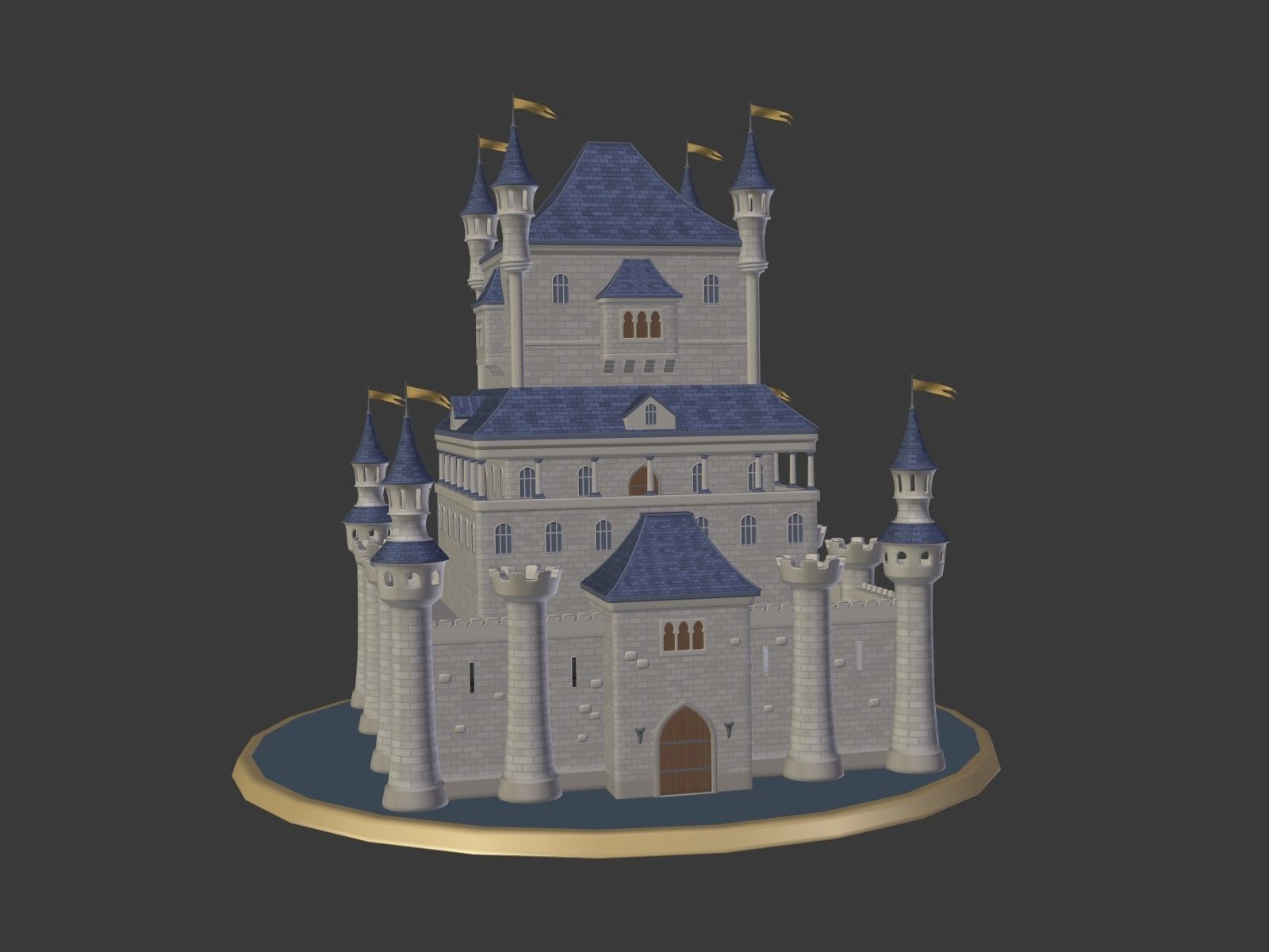 Cartoon Medieval Castle 3D model_2