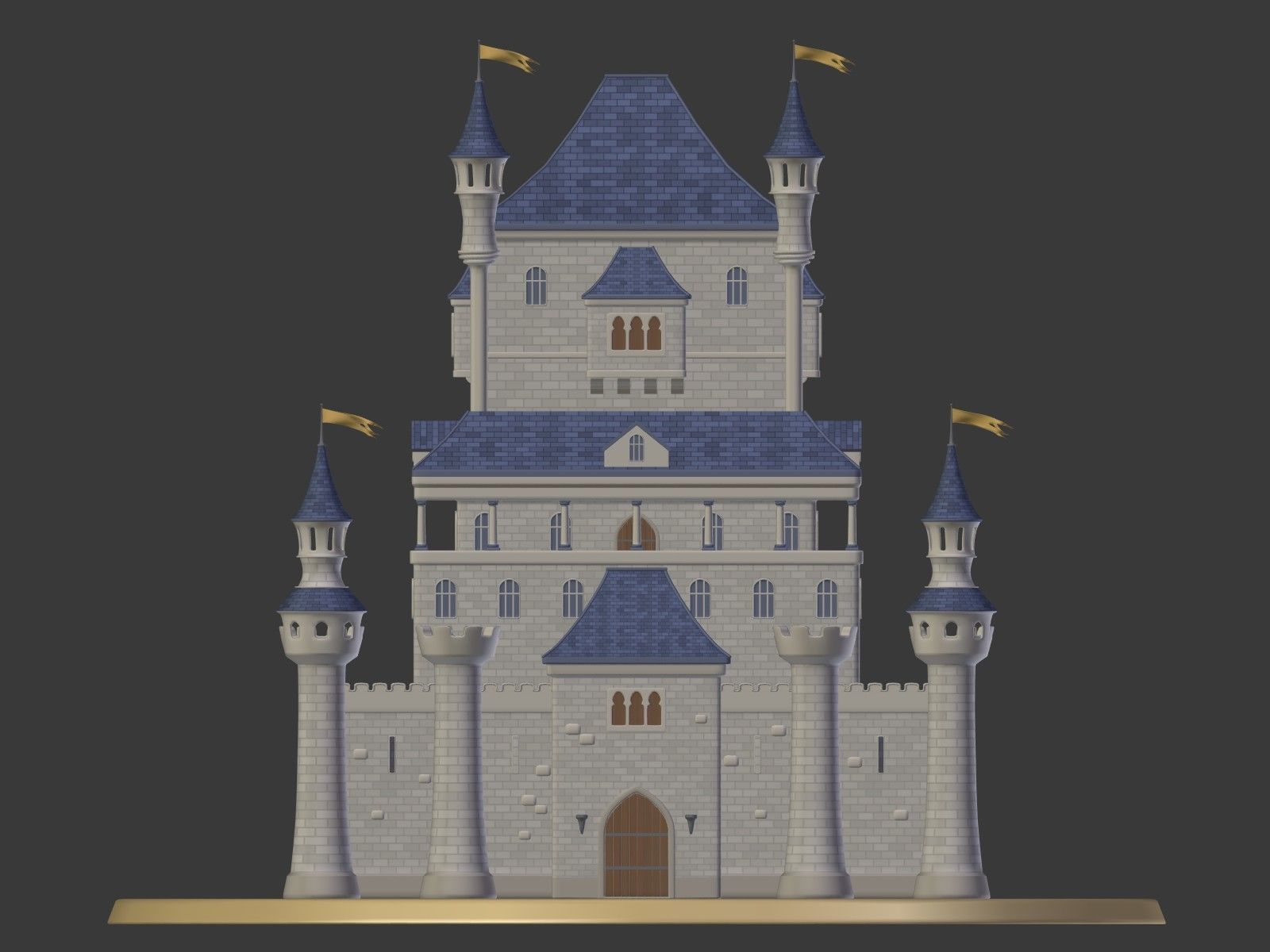 Cartoon Medieval Castle 3D model_5