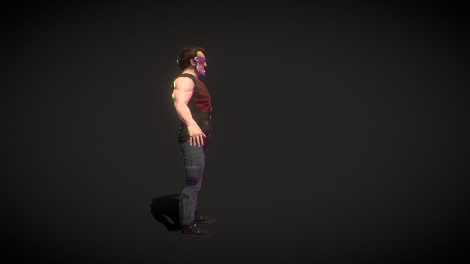 Neo Noir - Hanzo - Punk Futuristic Character Low-poly 3D model_9