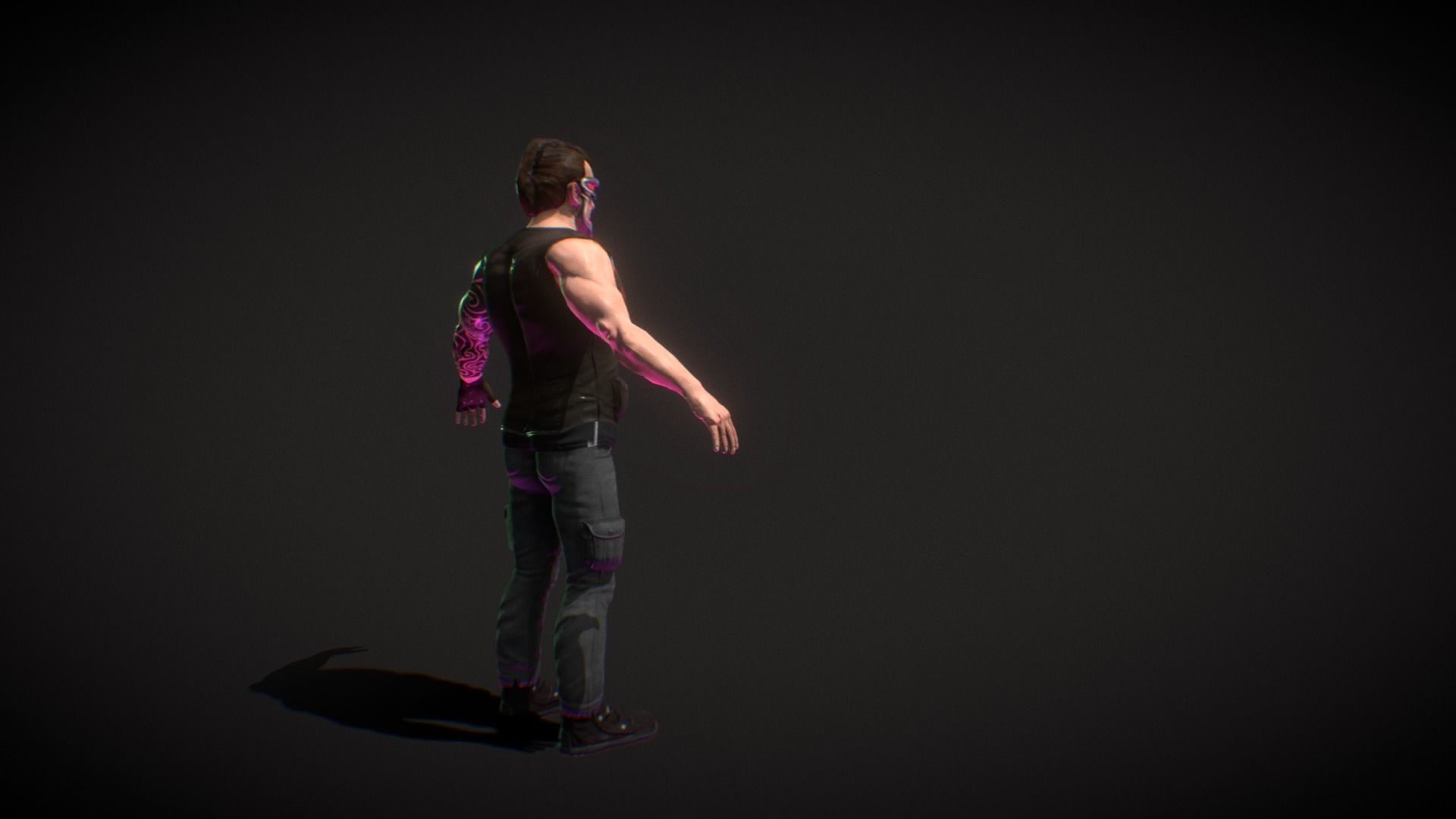 Neo Noir - Hanzo - Punk Futuristic Character Low-poly 3D model_8