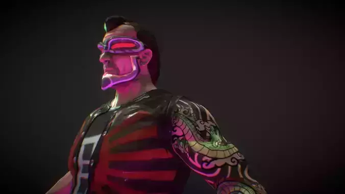 Neo Noir - Hanzo - Punk Futuristic Character Low-poly 3D model