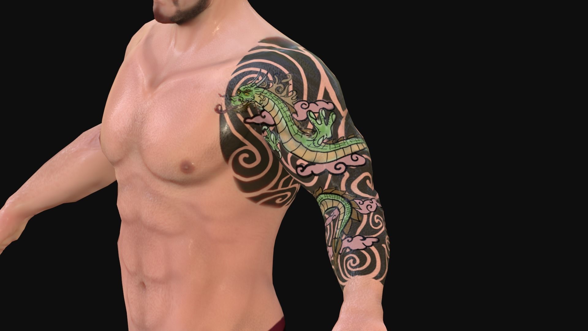 Neo Noir - Hanzo - Punk Futuristic Character Low-poly 3D model_16