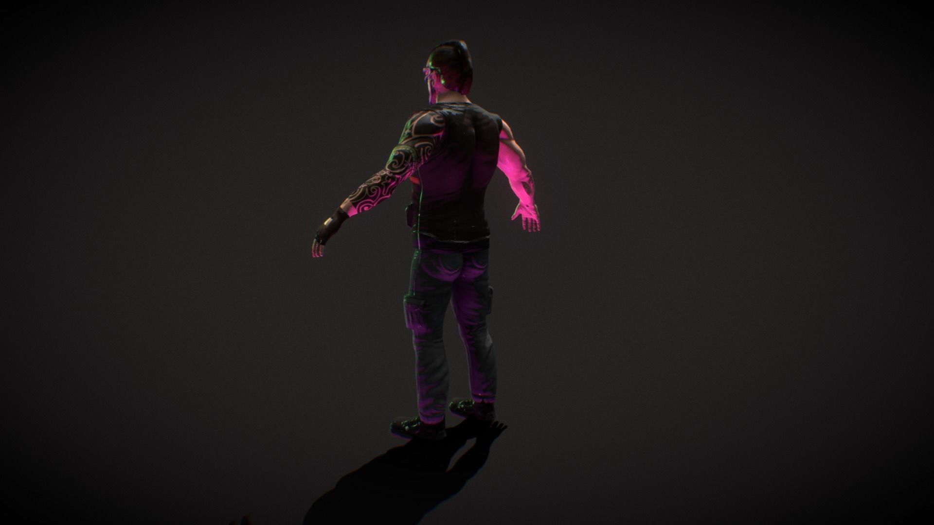 Neo Noir - Hanzo - Punk Futuristic Character Low-poly 3D model_6