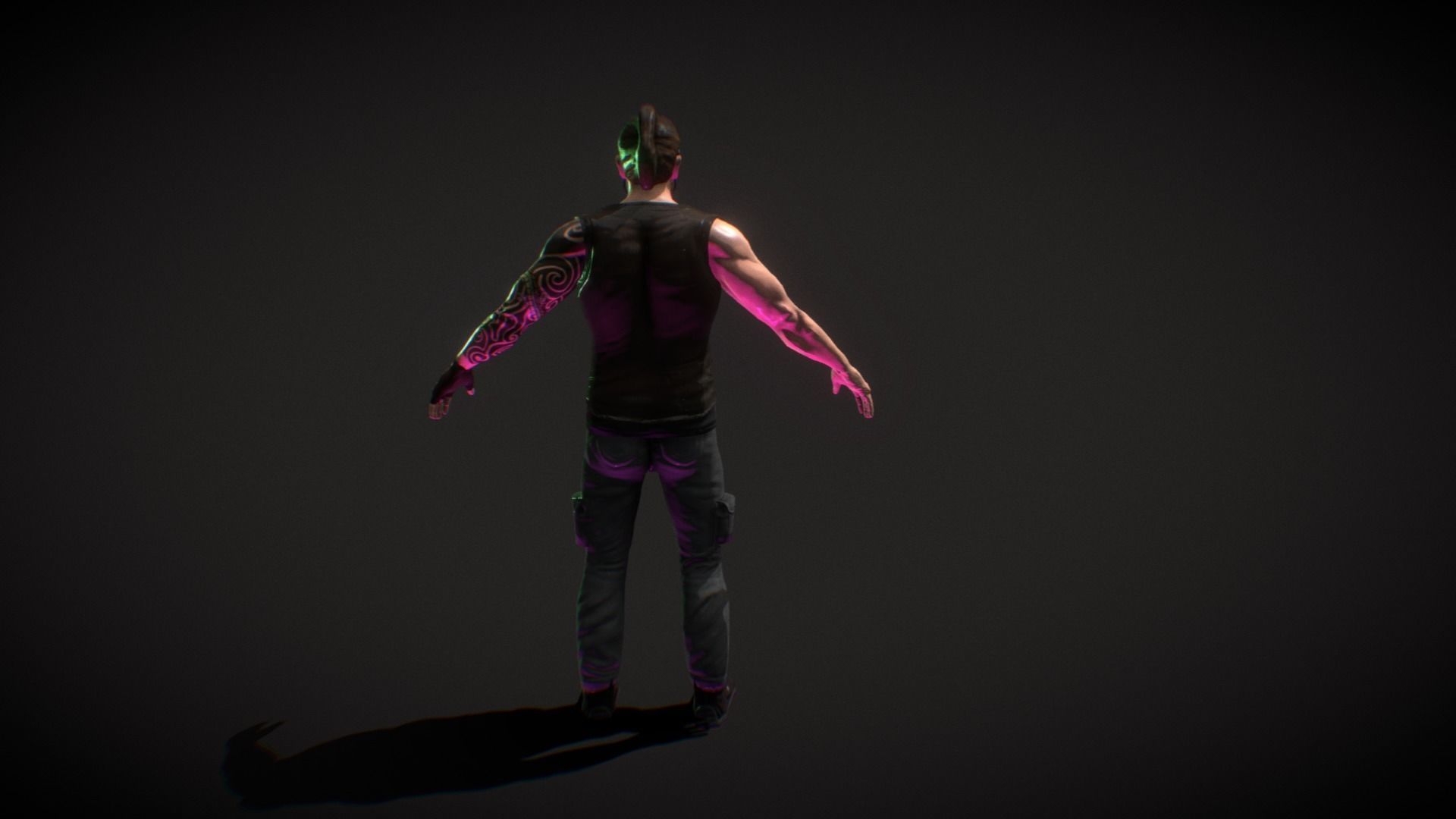 Neo Noir - Hanzo - Punk Futuristic Character Low-poly 3D model_7