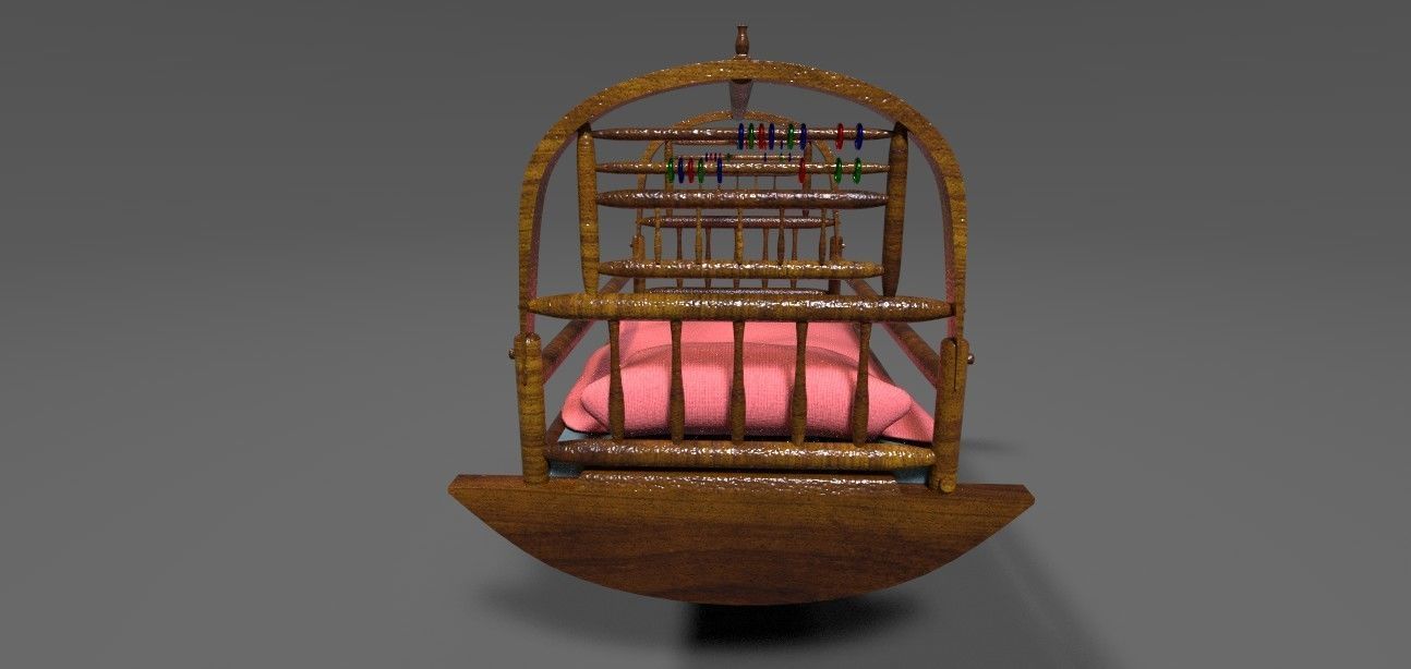 CRADLE swing bed Low-poly 3D model_3