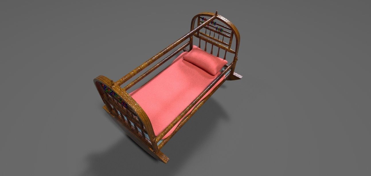 CRADLE swing bed Low-poly 3D model_4