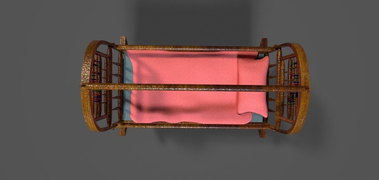 CRADLE swing bed Low-poly 3D model_2