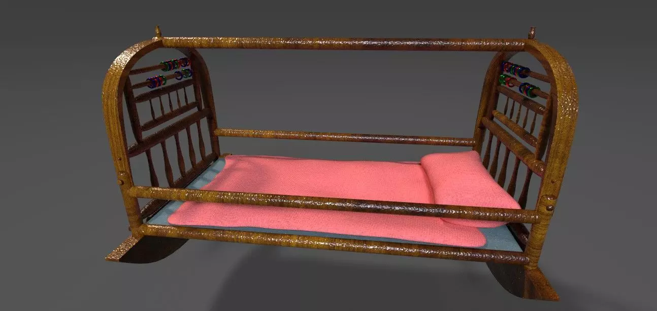 CRADLE swing bed Low-poly 3D model_0