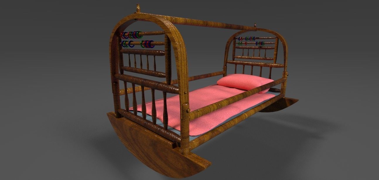 CRADLE swing bed Low-poly 3D model_1