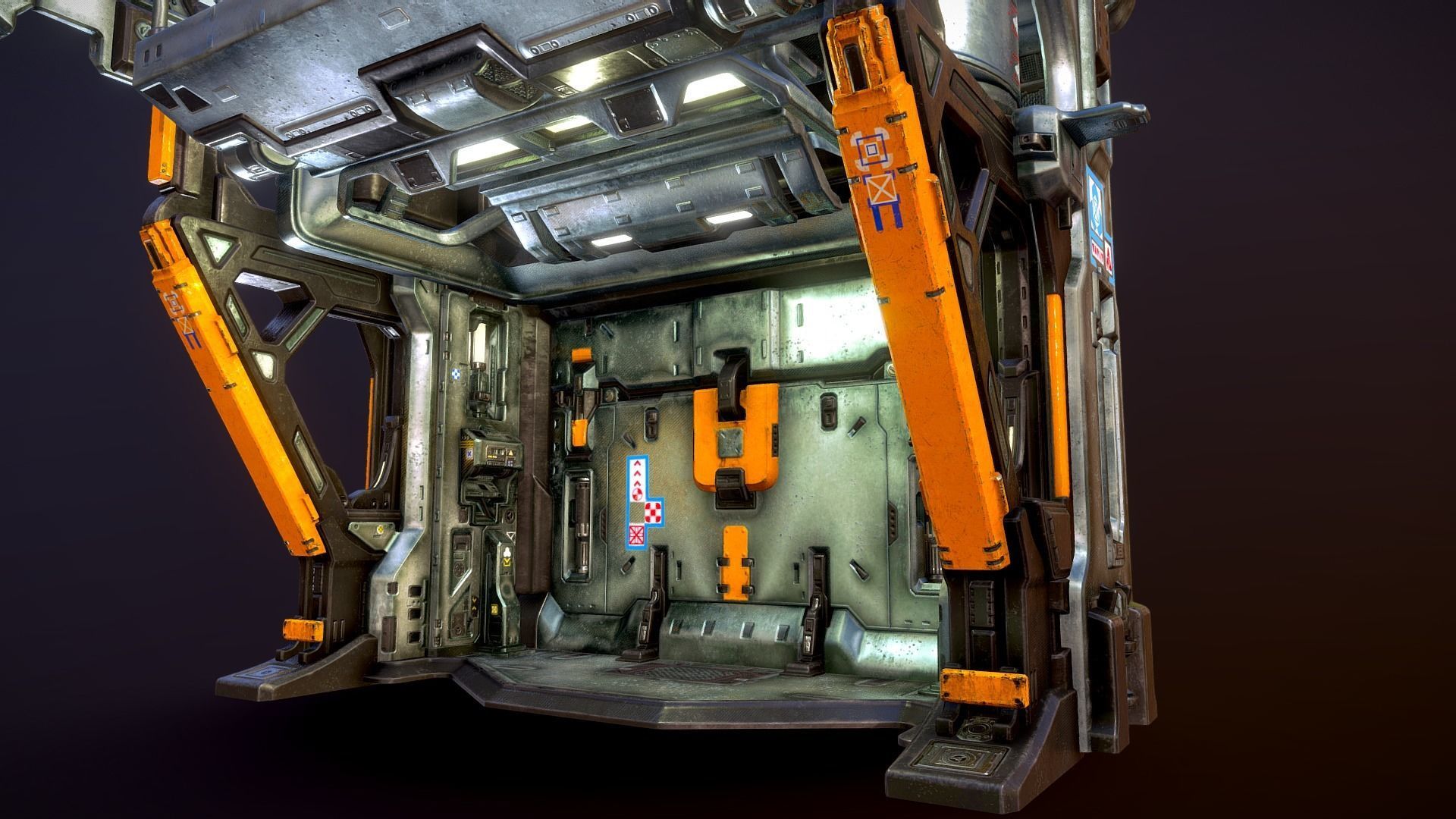 Heavy Industry Sci-Fi Blast Door Low-poly 3D model_2