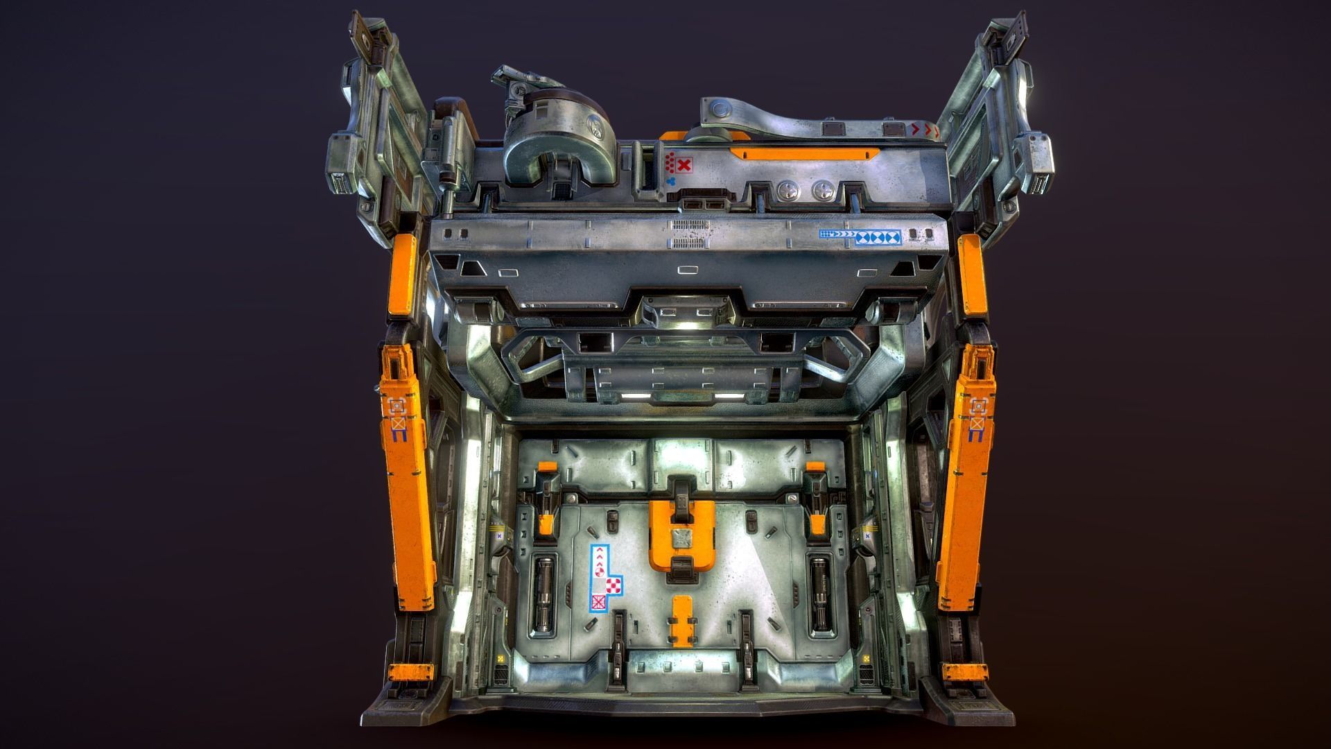 Heavy Industry Sci-Fi Blast Door Low-poly 3D model_4