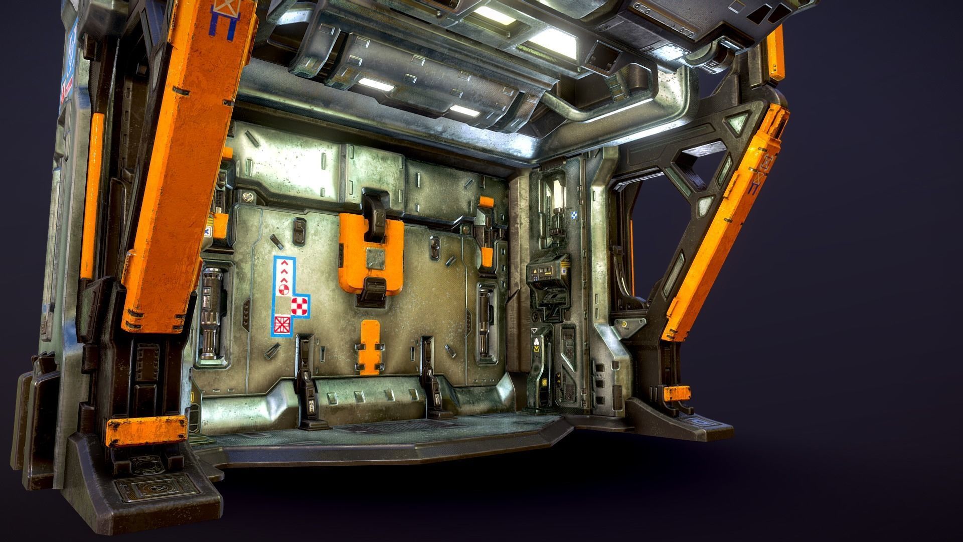 Heavy Industry Sci-Fi Blast Door Low-poly 3D model_3