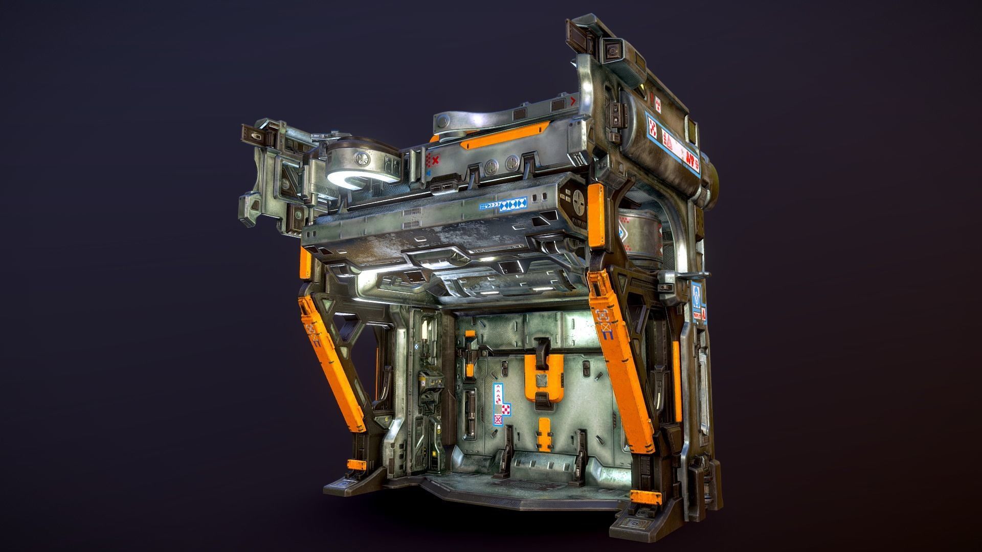 Heavy Industry Sci-Fi Blast Door Low-poly 3D model_1