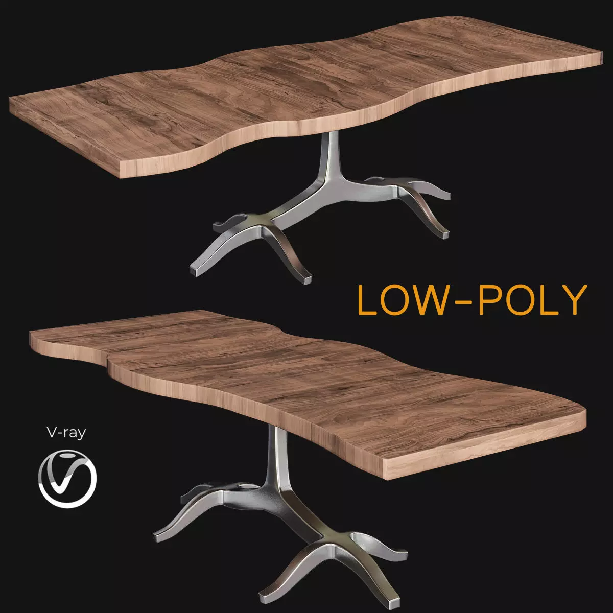 Slab speel dining table 3d model Low-poly 3D model_0