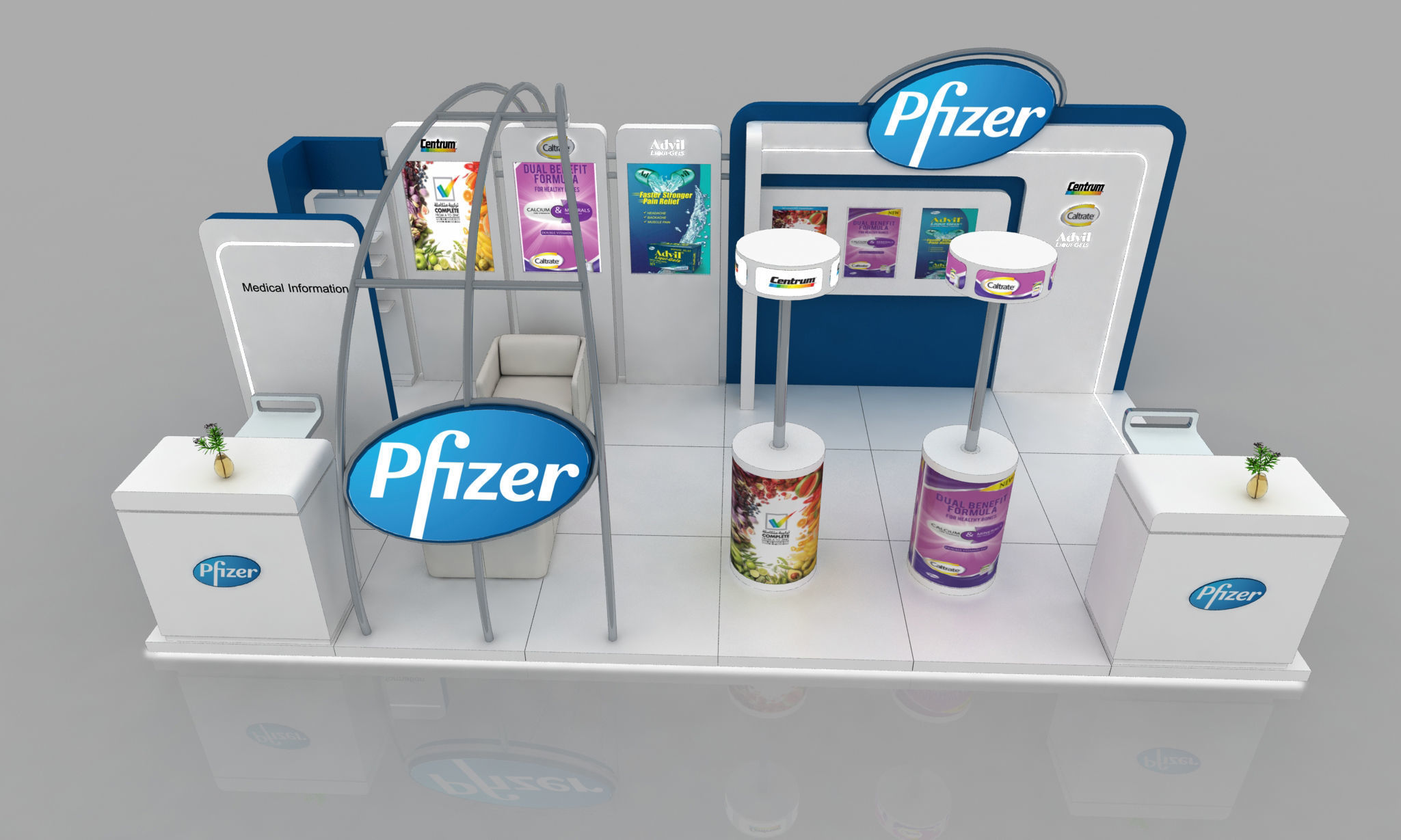 6x3 Meter Exhibition stand Design 3D model_1