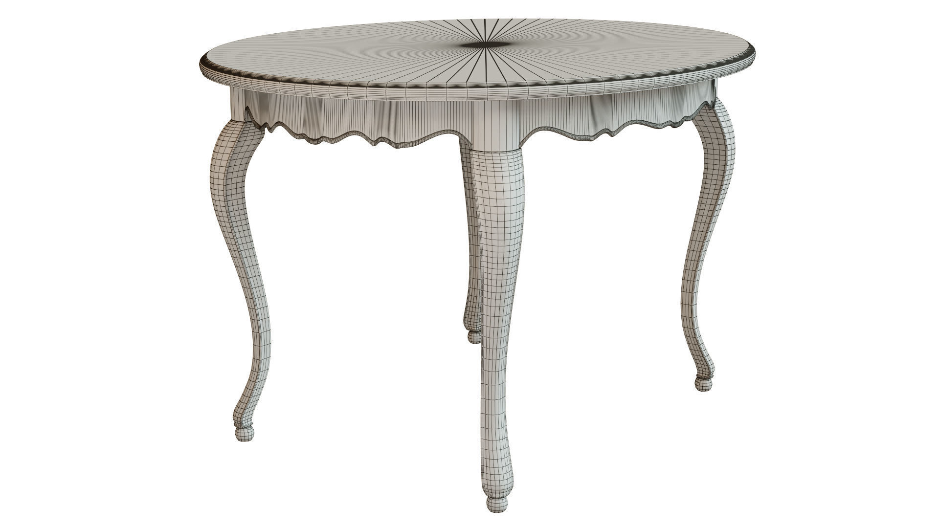 Classic table with inlaid veneer 1200 3D model_9