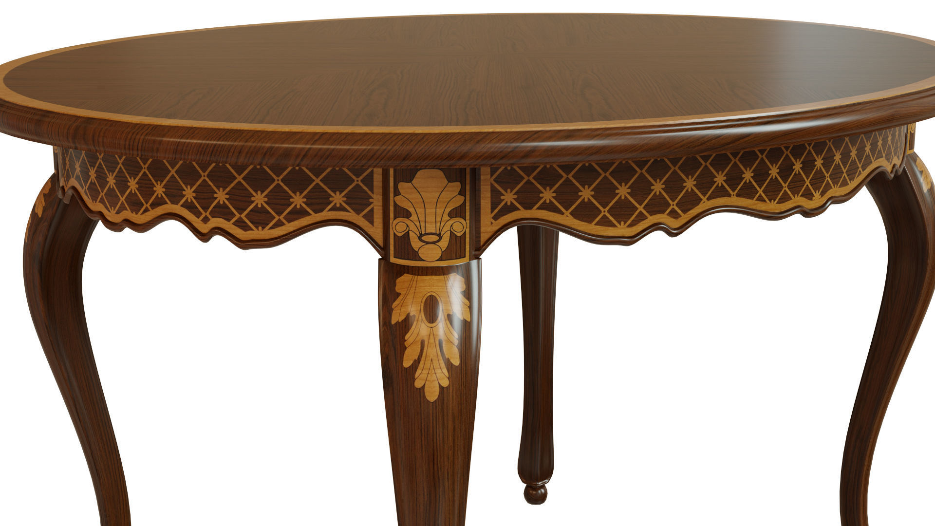 Classic table with inlaid veneer 1200 3D model_1