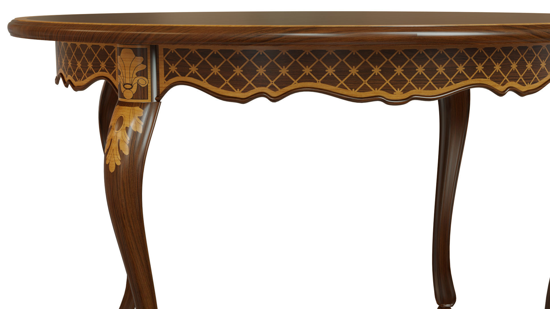 Classic table with inlaid veneer 1200 3D model_2