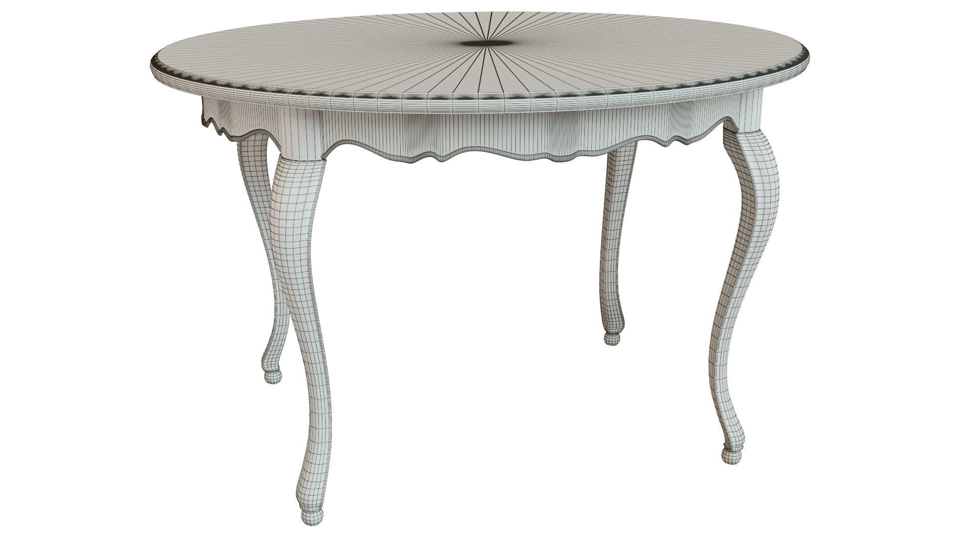 Classic table with inlaid veneer 1200 3D model_8