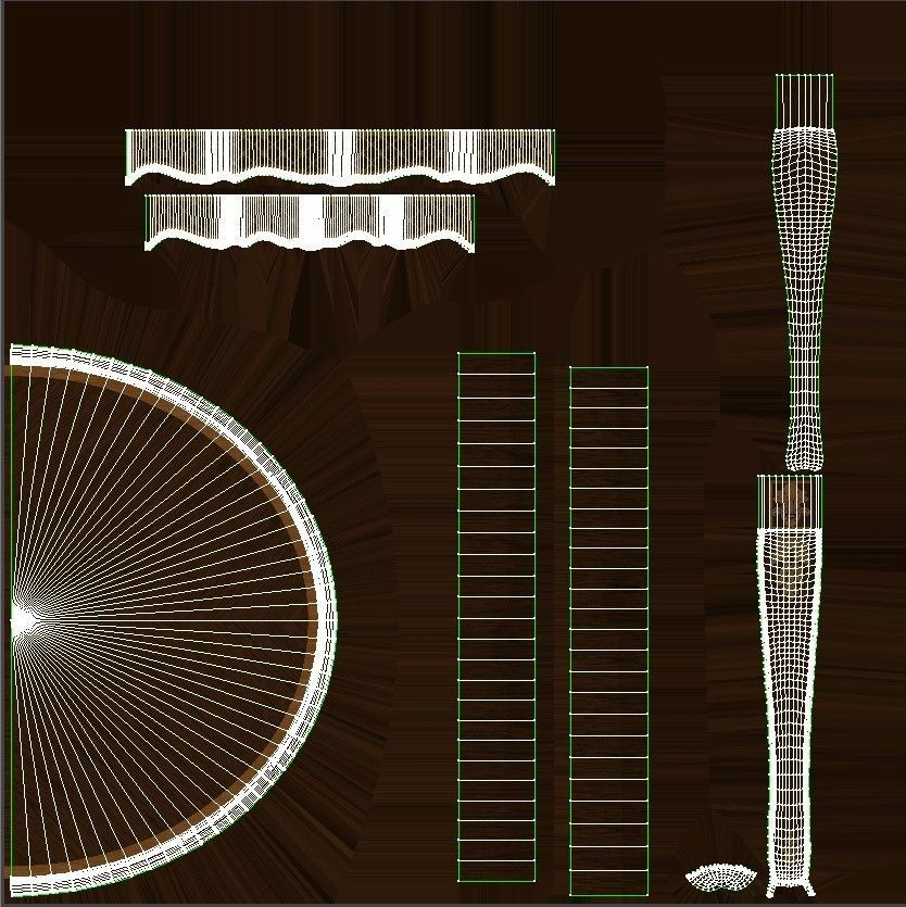 Classic table with inlaid veneer 1200 3D model_17