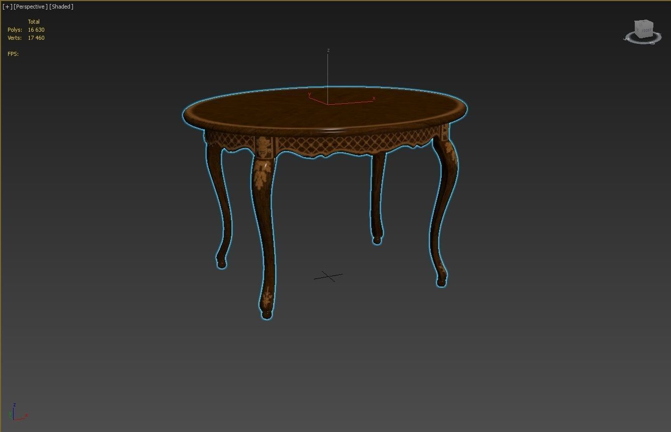 Classic table with inlaid veneer 1200 3D model_16