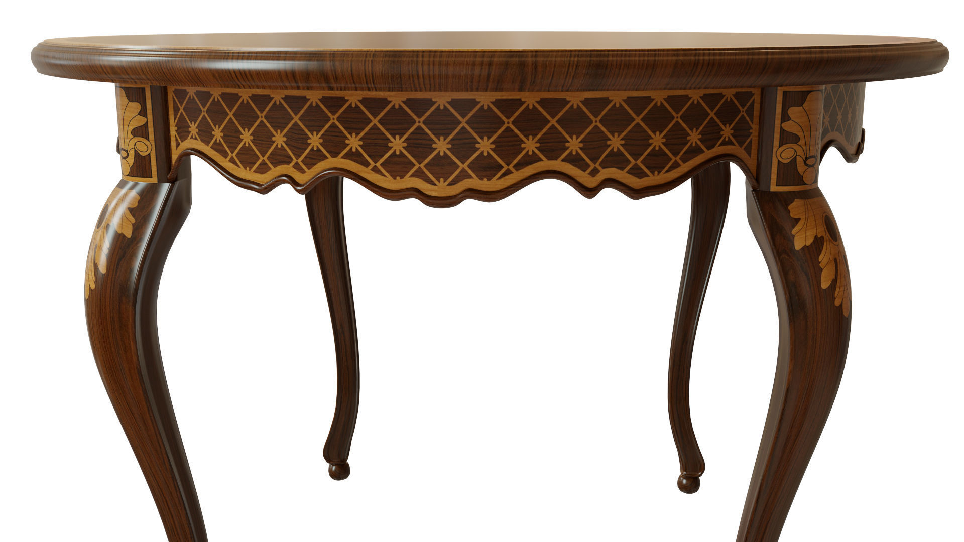 Classic table with inlaid veneer 1200 3D model_3