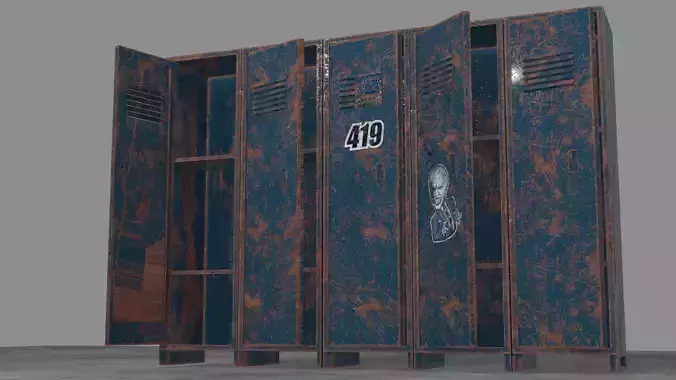 old Lockers Low Poly 3D model Low-poly 3D model