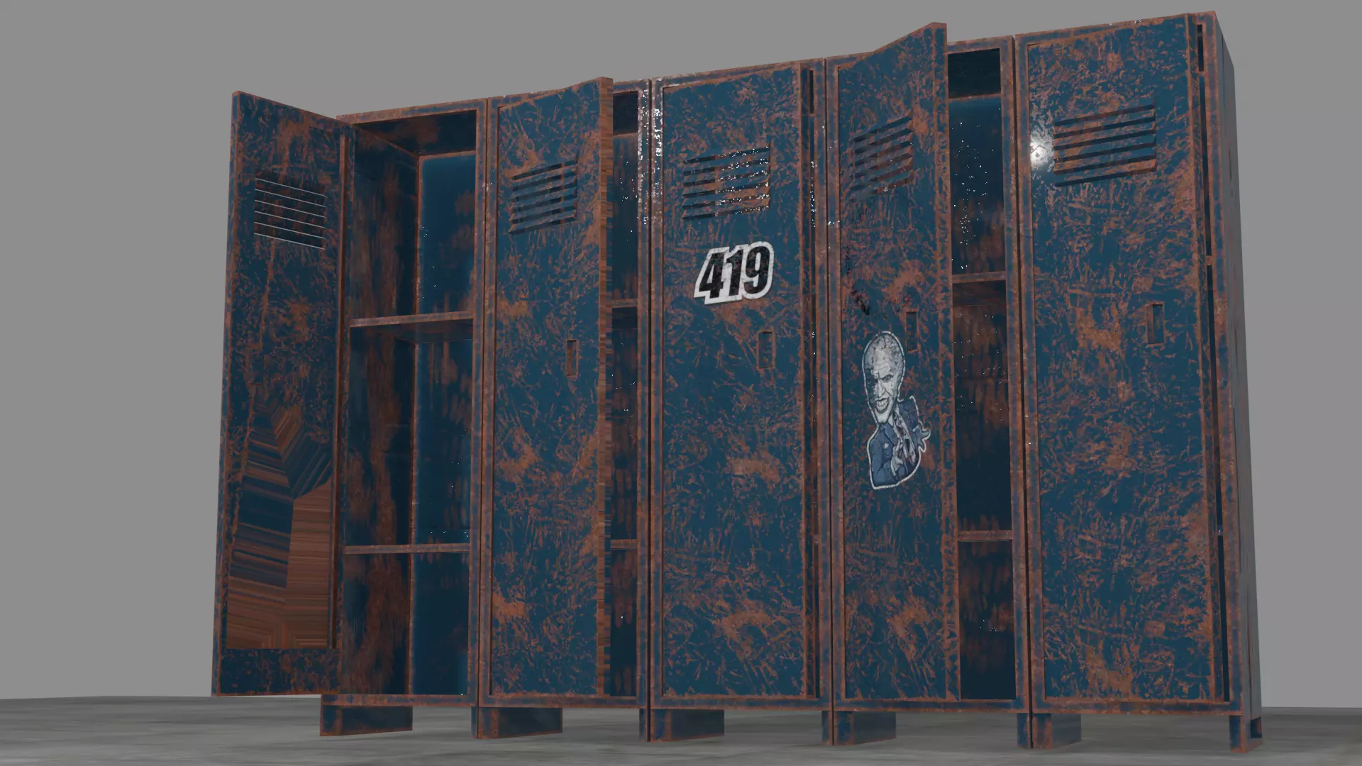 old Lockers Low Poly 3D model Low-poly 3D model_0