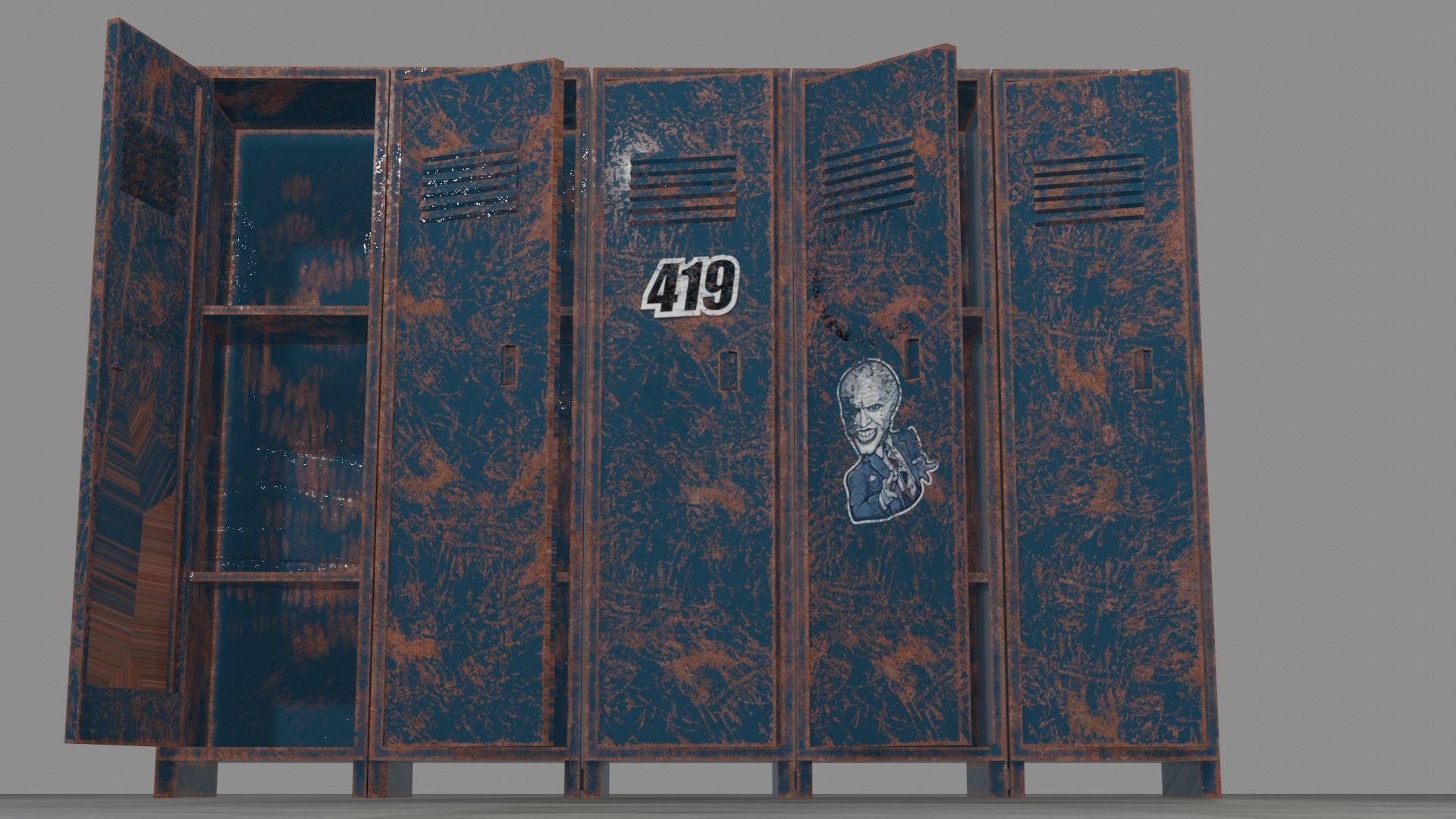 old Lockers Low Poly 3D model Low-poly 3D model_3