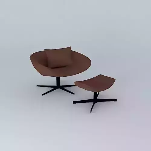 Swivel armchair with footstool