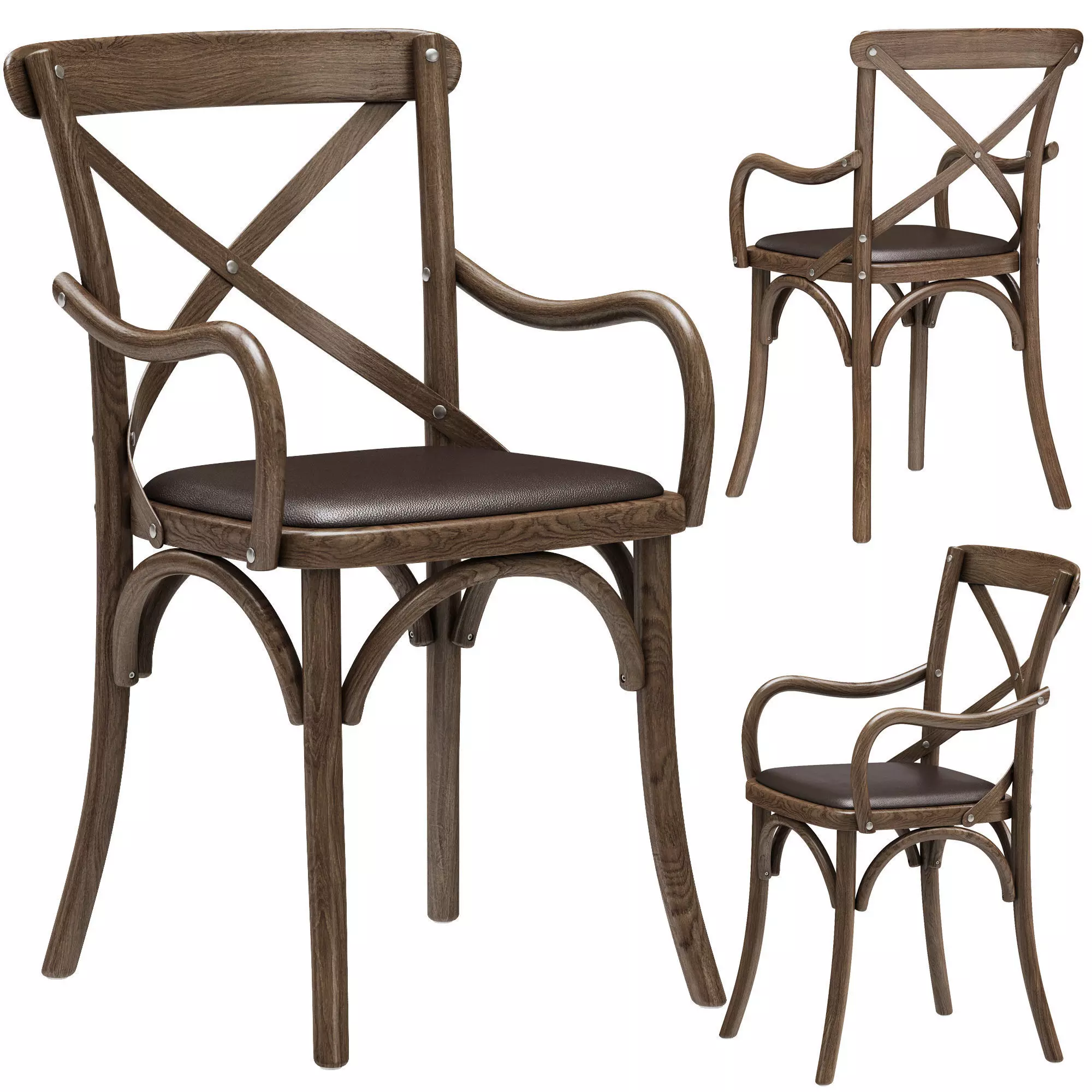 Restoration Hardware Madeleine Leather Armchair 3D model_0