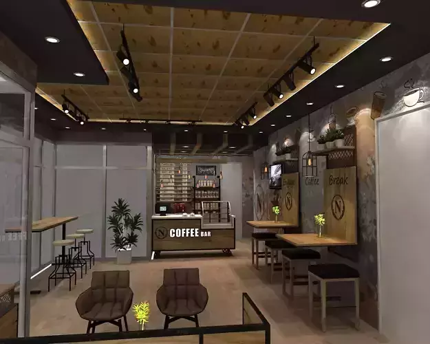 Modern Rustic Coffee Shop Design 