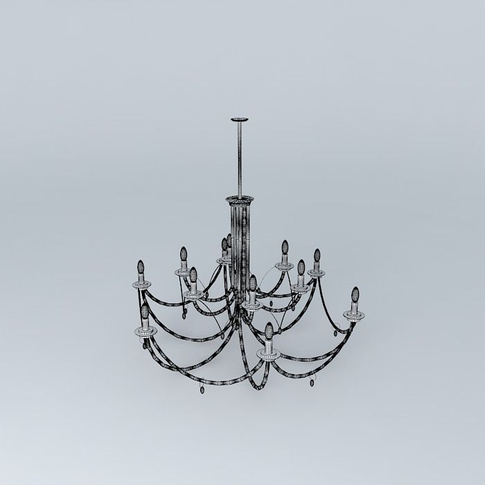 Iron and brass ceiling lamp. Free 3D model_4