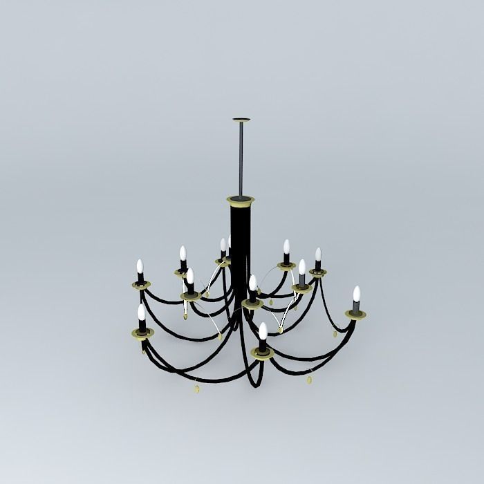 Iron and brass ceiling lamp. Free 3D model_2