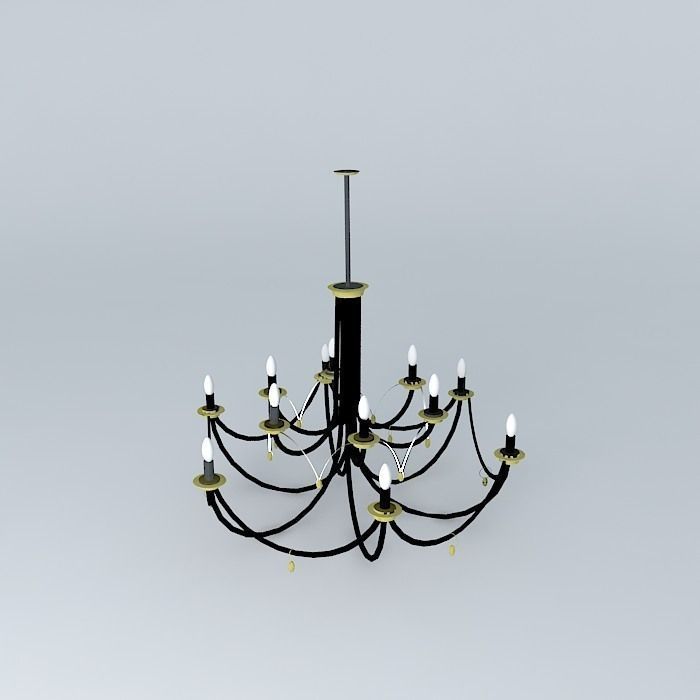 Iron and brass ceiling lamp. Free 3D model_1