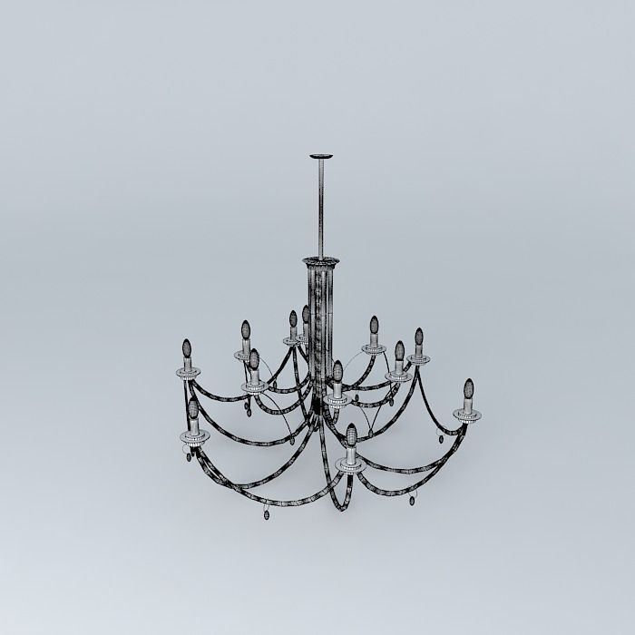 Iron and brass ceiling lamp. Free 3D model_3