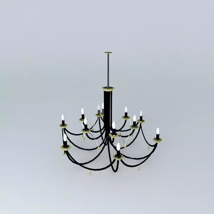 Iron and brass ceiling lamp. Free 3D model_0