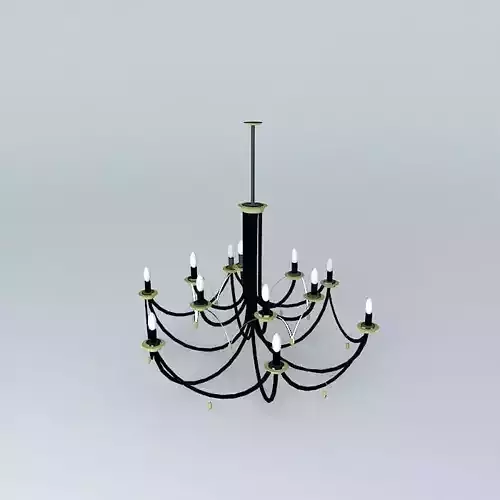 Iron and brass ceiling lamp.