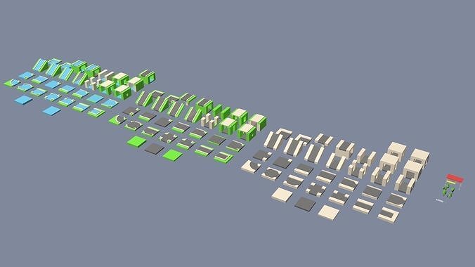 Isometric roads Low-poly 3D model