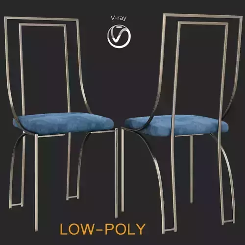 Set of 6 high back brass chairs 3d model