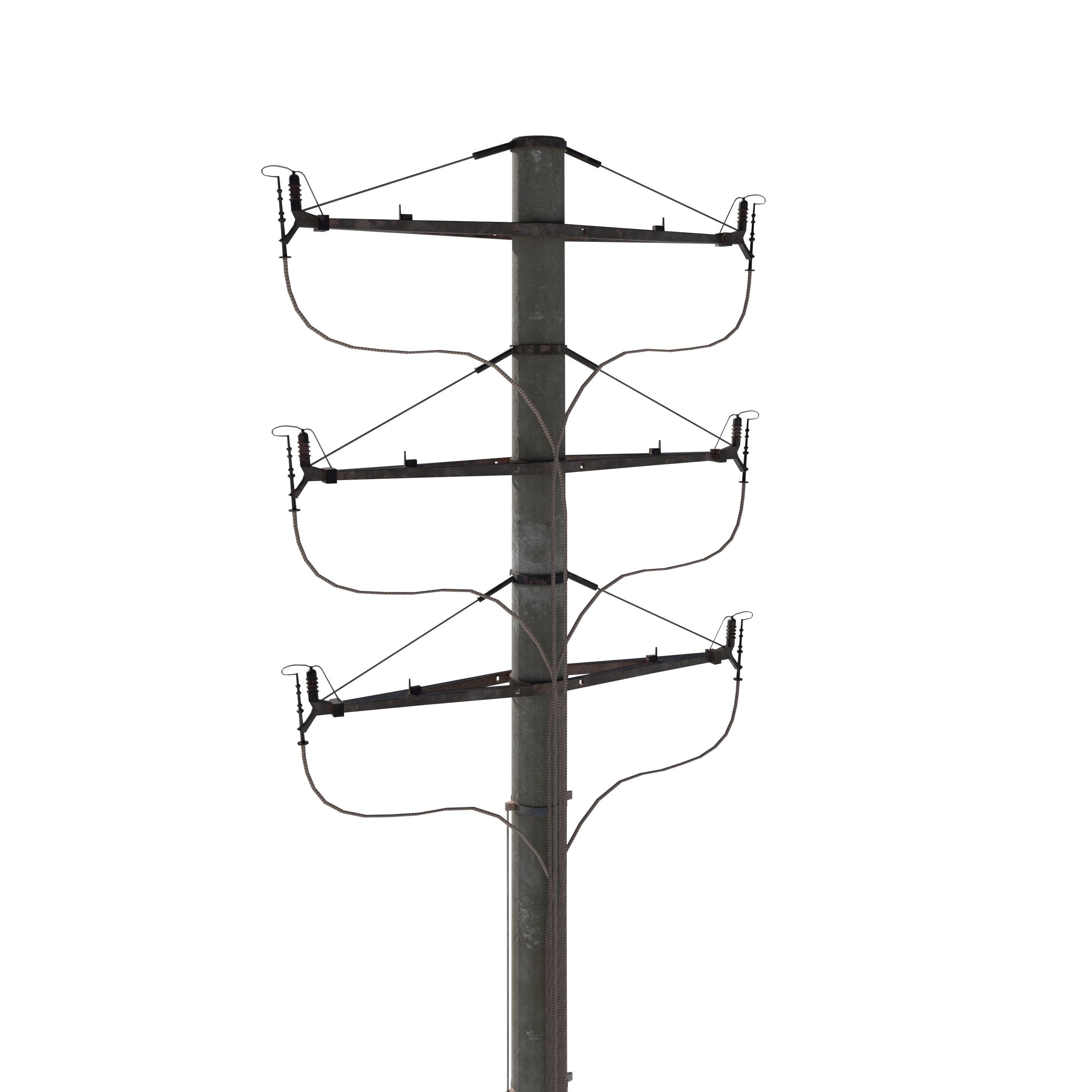 Electricity Pole 1 3D model_2