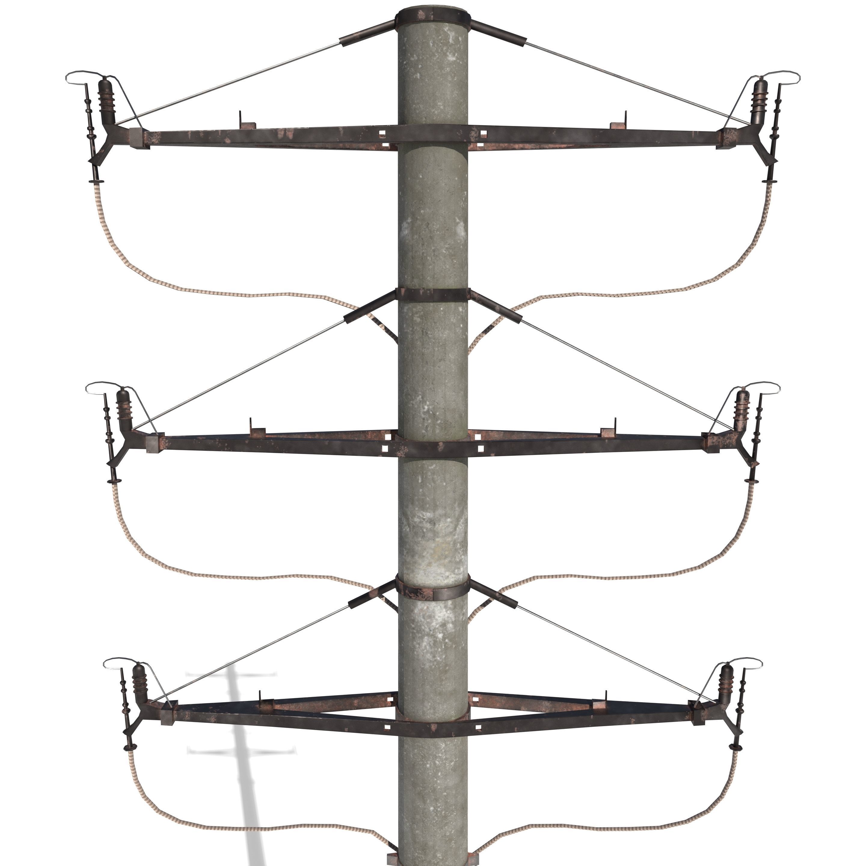 Electricity Pole 1 3D model_4