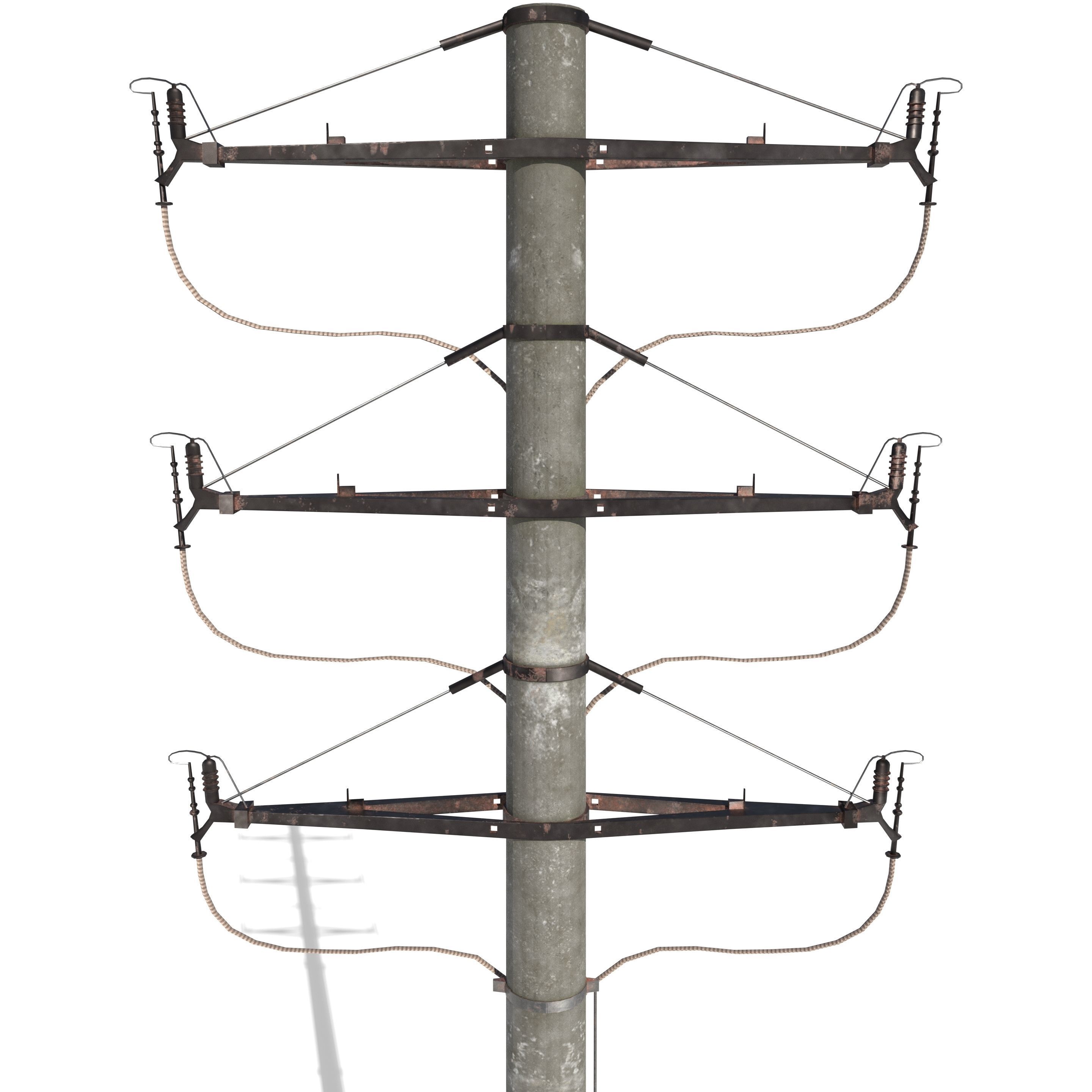 Electricity Pole 1 3D model_5