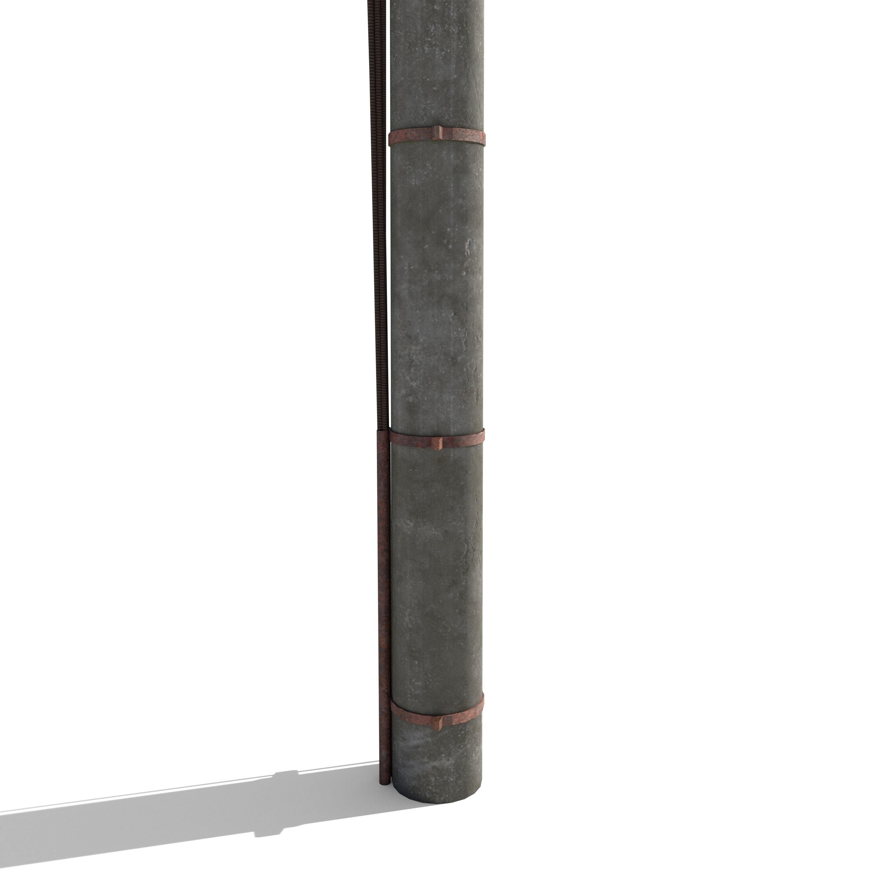 Electricity Pole 1 Weathered 3D model_1