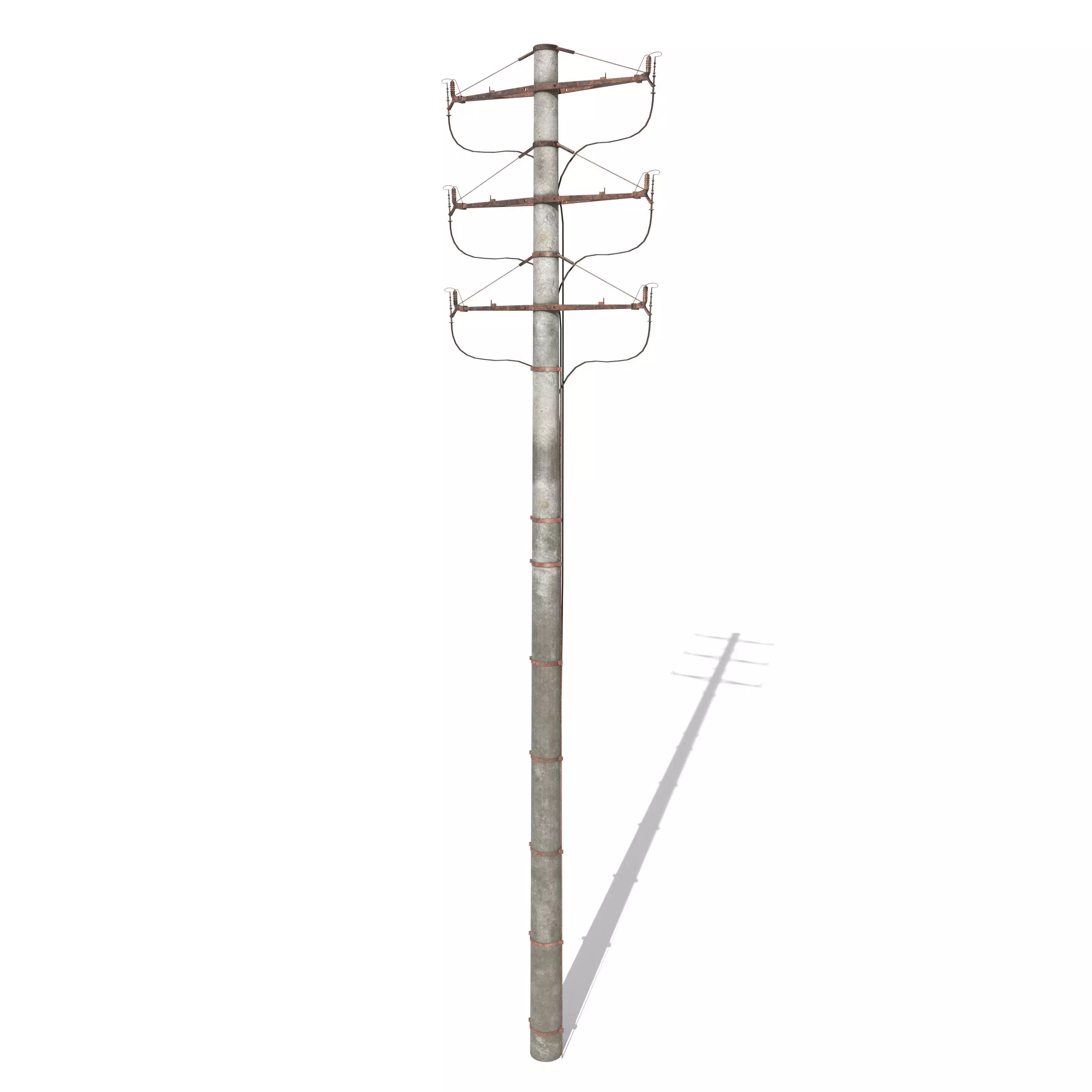 Electricity Pole 1 Weathered 3D model_0