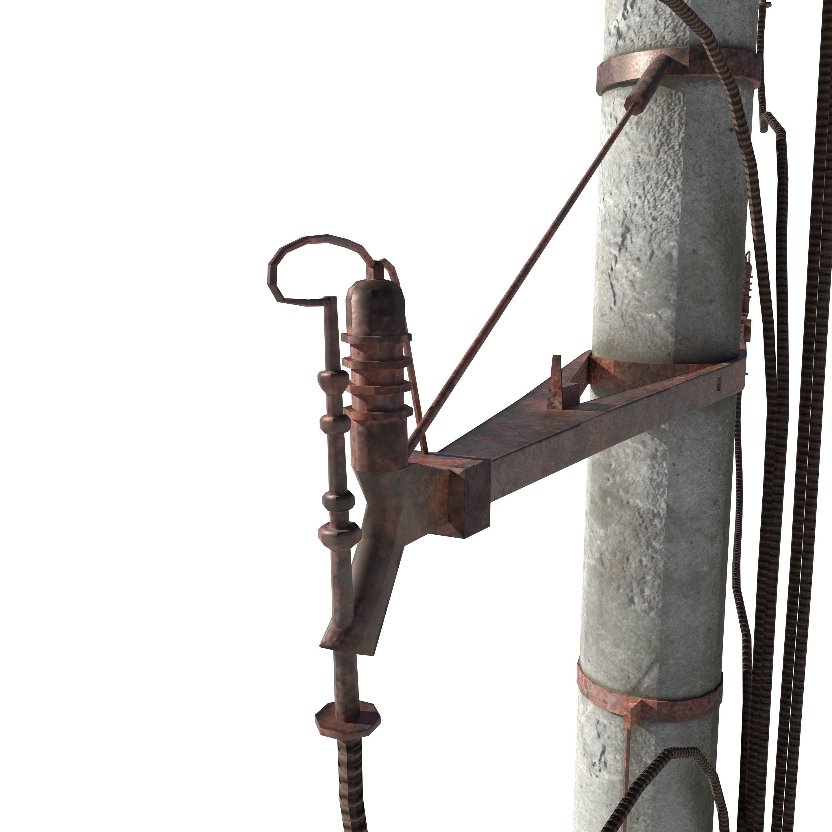 Electricity Pole 1 Weathered 3D model_3