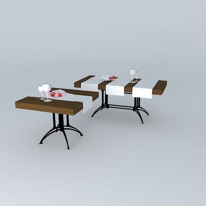 Wooden table 3D model_1