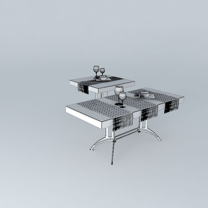 Wooden table 3D model_3